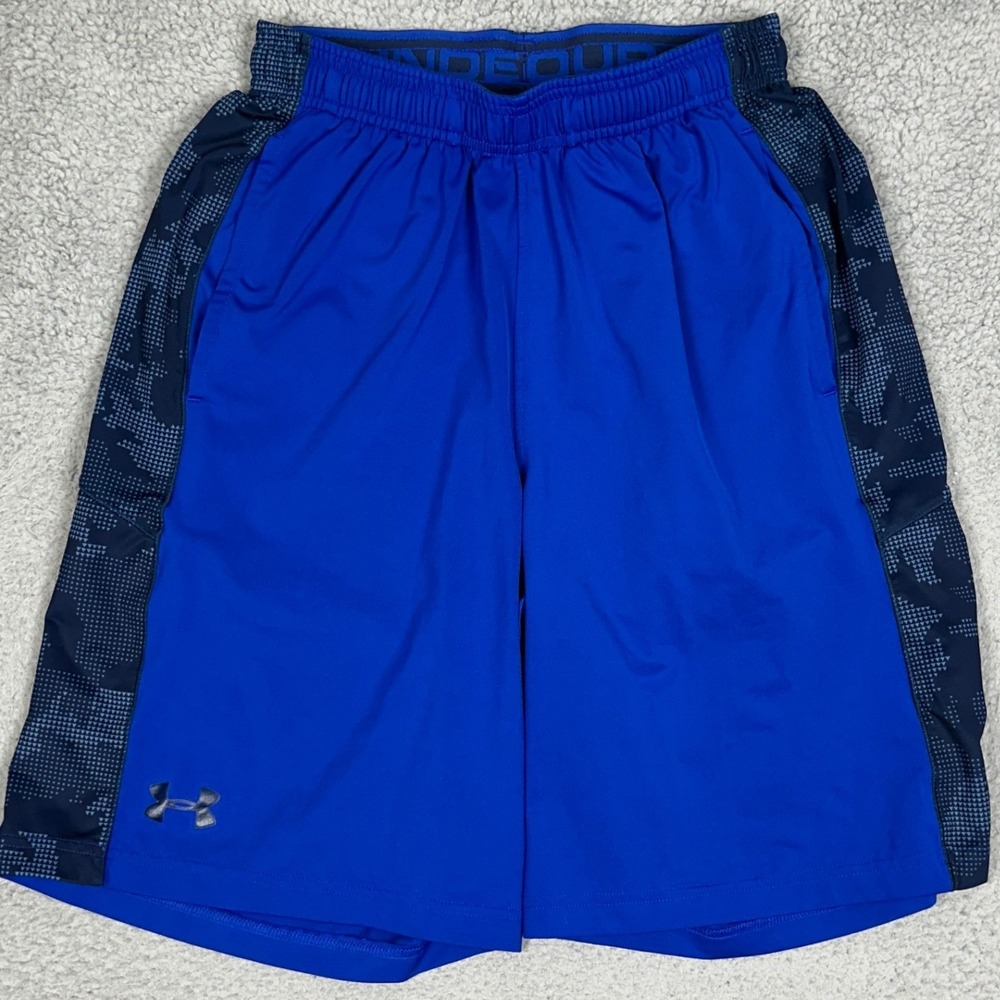Under Armour Shorts Mens Small HeatGear Loose Blue Digital Camo Athletic EUC